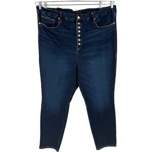 Good American Good Waist Skinny Waist Cinching Jeans dark blue size 26